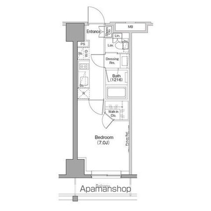 ザ・パークハビオ木場[1K/25.19m2]の間取図