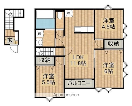 アヴニール向中野Ⅰ[3LDK/59.62m2]の間取図