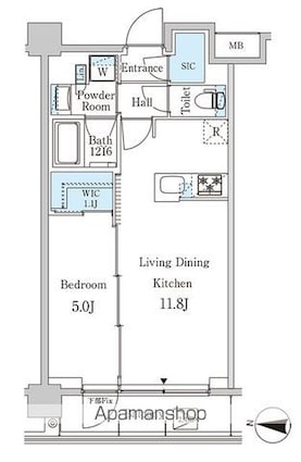 東京都中野区弥生町１丁目[1LDK/40.2m2]の間取図