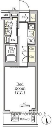 ＡＲＫＭＡＲＫ南品川[1K/26.01m2]の間取図