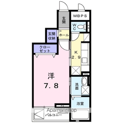 コンプリーション　アンソレイエ[1K/31.06m2]の間取図