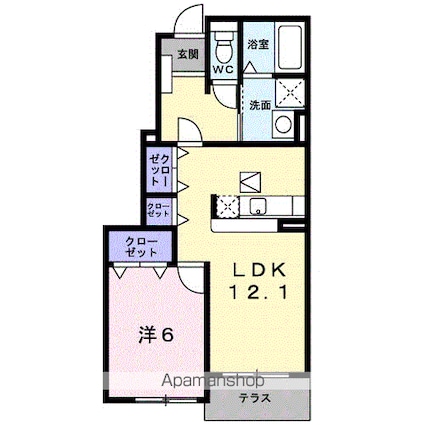 カーゼ・コナフェットＢ[1LDK/45.72m2]の間取図