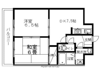 ロワール中央[2DK/48m2]の間取図