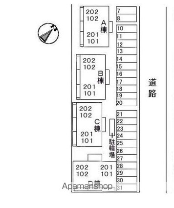 Ｖｅｒｄｕｒｅ　Ｃ棟[3DK/54.07m2]の配置図