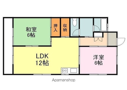 広島県福山市三吉町４丁目[2LDK/55.12m2]の間取図