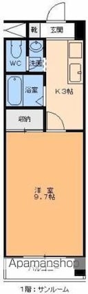 グレイスパル平和通[1K/28.35m2]の間取図