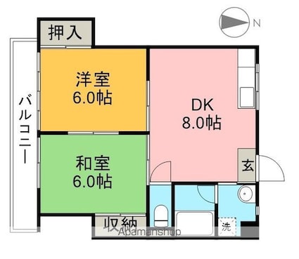 マノワール高埇[2DK/49.5m2]の間取図
