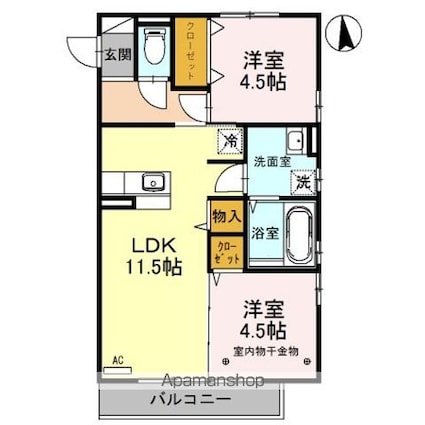 ラ・シャスト　ＩＩＩ[2LDK/50.45m2]の間取図