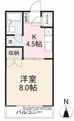 キング・ビー[1K/25.92m2]の間取図