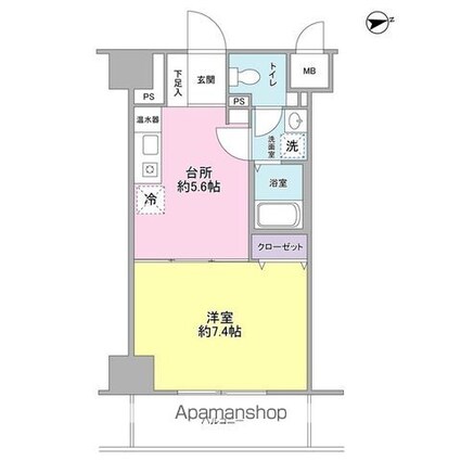 ヴェルデ東日本橋[1DK/30.37m2]の間取図