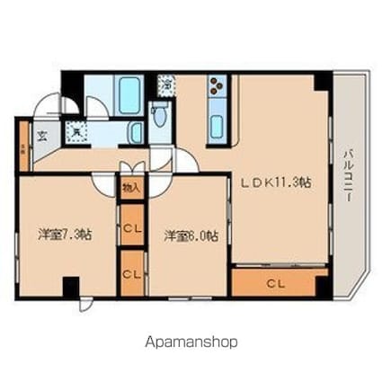 マーメイドラグーン[2LDK/63.42m2]の間取図
