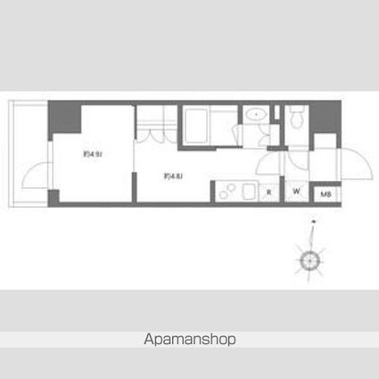 グランパセオ清澄白河Ⅱ[1DK/25.44m2]の間取図