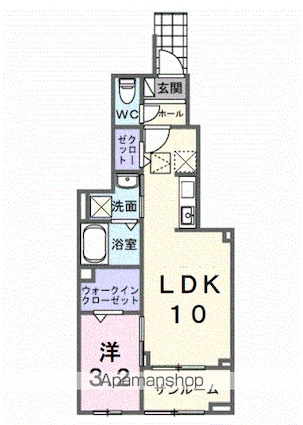 ホグワーツＢ[1LDK/38.52m2]の間取図