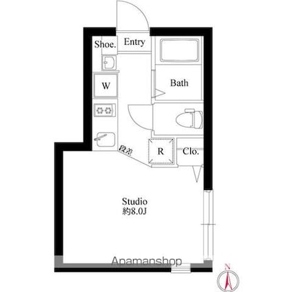 ティーグル荏原中延[1R/17.2m2]の間取図