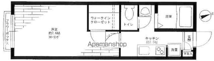 クレール学芸大学[1K/22m2]の間取図