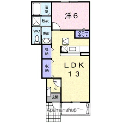 プレシャスコートＫ西浜[1LDK/45.84m2]の間取図
