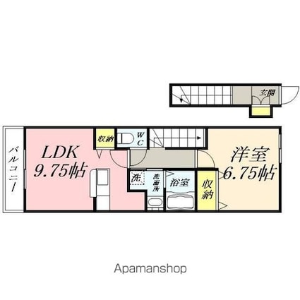 岡山県岡山市南区西市[1LDK/44.5m2]の間取図