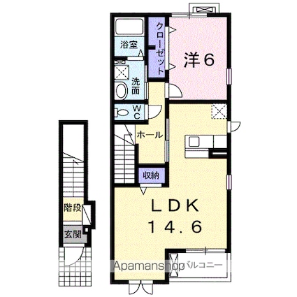 コルテーゼ　Ⅲ[1LDK/53.57m2]の間取図
