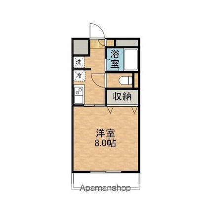 スカイハイツ[1K/25.74m2]の間取図