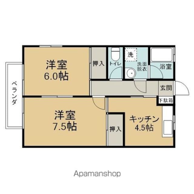 パークハイツ青葉[2K/44.71m2]の間取図