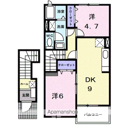 ヴィラ・ユニゾンＡ[2DK/50.14m2]の間取図