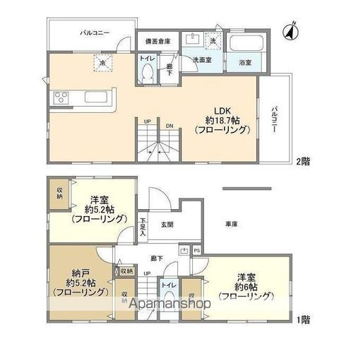 埼京線 与野本町駅 徒歩16分 2階建 築4年の間取り写真