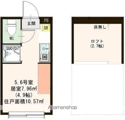 東京都杉並区下高井戸２丁目[1R/10.57m2]の間取図