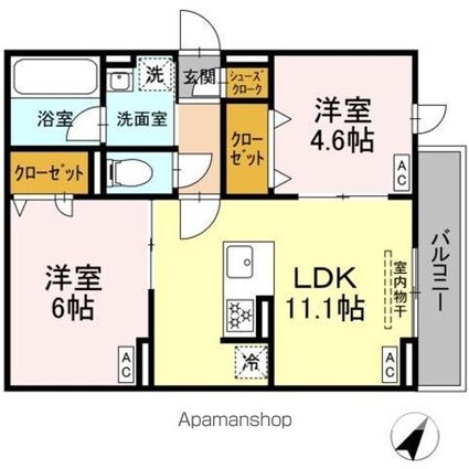 セレスティア細田Ａ[2LDK/49.63m2]の間取図