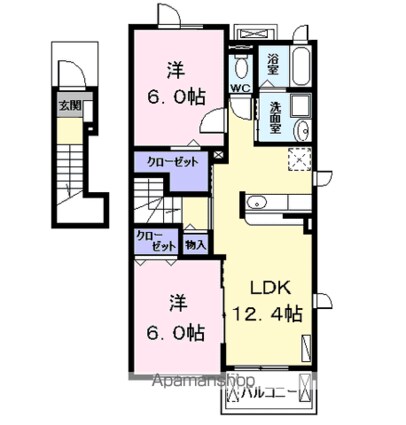 カーサ　ヴィオラ[2LDK/58.75m2]の間取図