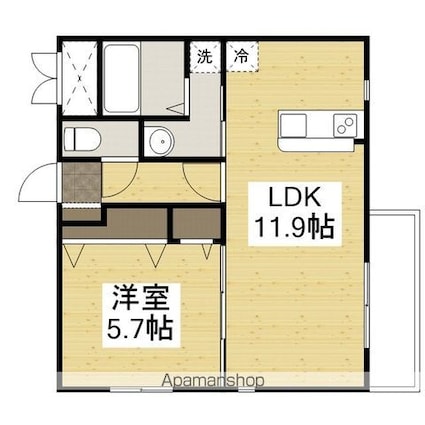 フィオーレ三吉[1LDK/42.04m2]の間取図