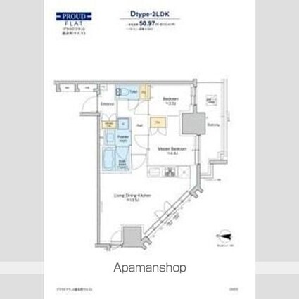 プラウドフラット錦糸町ウエスト[2LDK/50.97m2]の間取図