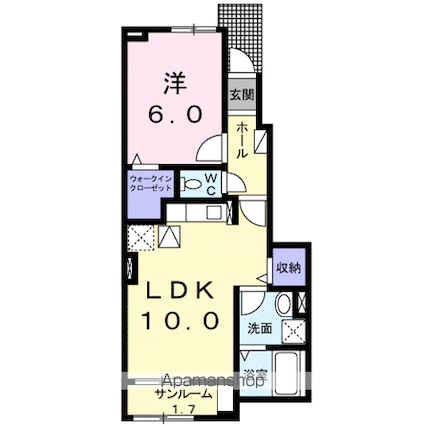 グラス　トゥリーズⅡ[1LDK/44.01m2]の間取図