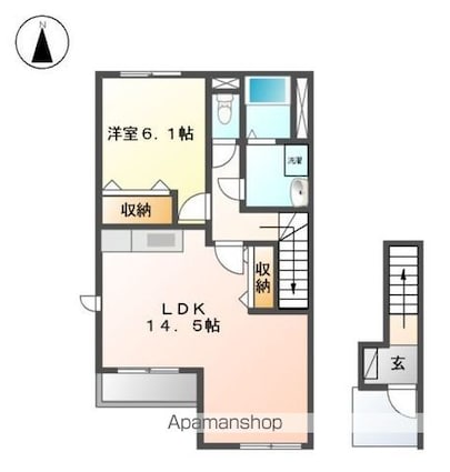カサブランカ[1LDK/54.1m2]の間取図