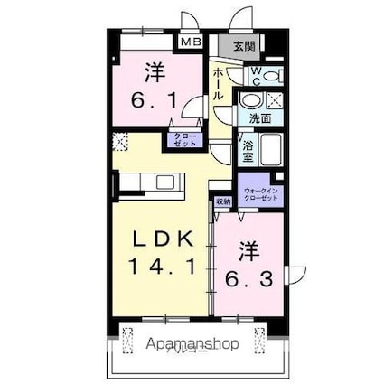 モア　ドリーム[2LDK/61.52m2]の間取図
