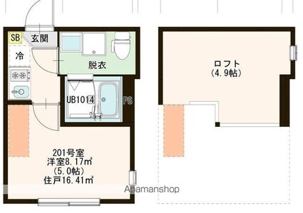 東京都練馬区関町北２丁目[1R/16.41m2]の間取図
