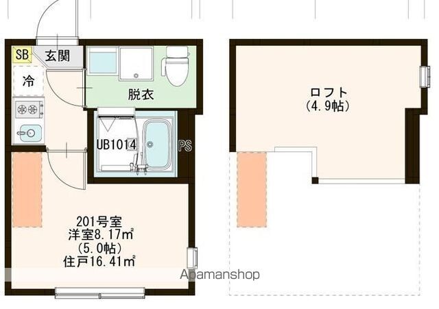 東京都練馬区関町北２丁目[1R/16.41m2]の間取図
