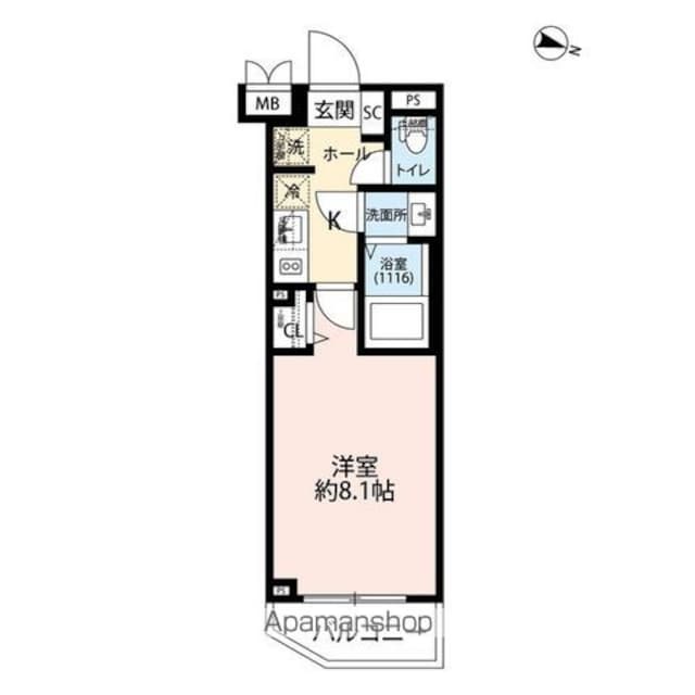 プレール・ドゥーク練馬Ⅱ[1K/25.52m2]の間取図