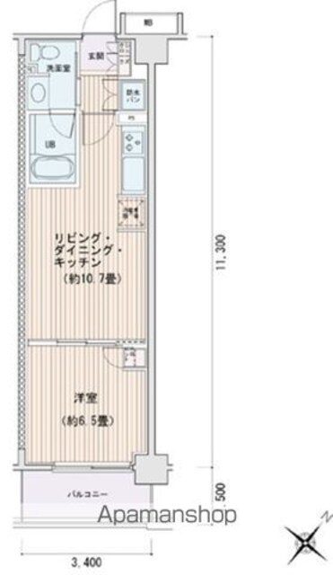 エスティメゾン豊洲レジデンスＥ[1LDK/38.42m2]の間取図