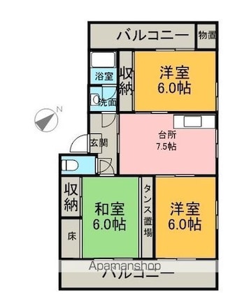 田中ビル[3DK/57.75m2]の間取図