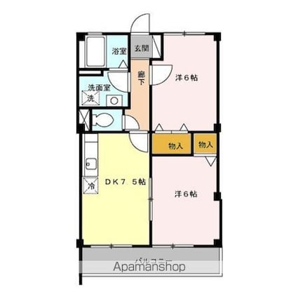 グリーンハイツＦ棟[2DK/47.44m2]の間取図