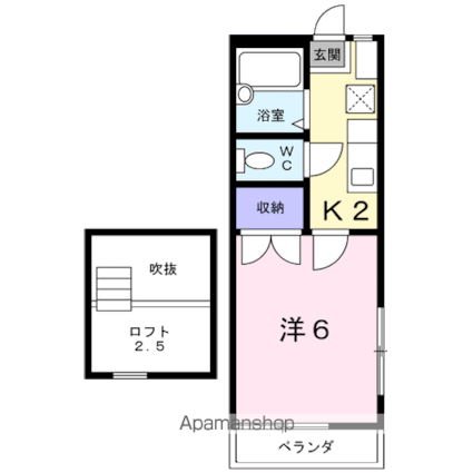 アベニュー[1K/20.6m2]の間取図