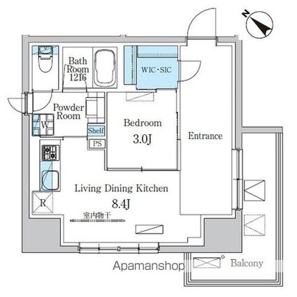 デュオフラッツ池尻大橋[1LDK/38.43m2]の間取図