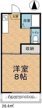 フラワーハイツ松岡[1K/26.4m2]の間取図