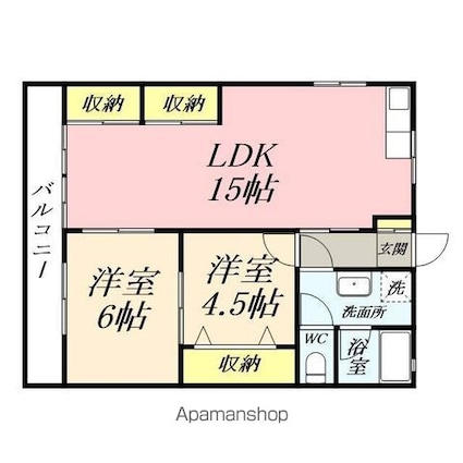 第２真黒ビル[2LDK/59.62m2]の間取図