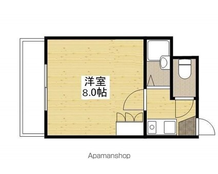 チェリーヒルズハラダ[1K/18.45m2]の間取図