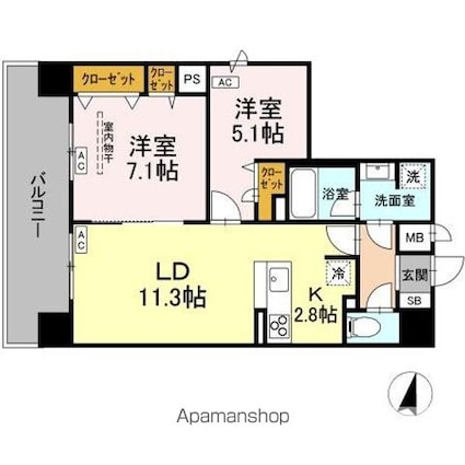 ＢＵＬＬ　ｈｏｕｓｅ[2LDK/60.45m2]の間取図