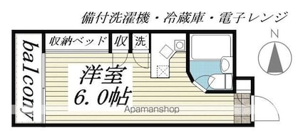 ラ・パルフェ・ド・コントゥール[1R/18.2m2]の間取図