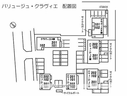 クラヴィエ　Ｂ棟[3LDK/80.65m2]の配置図