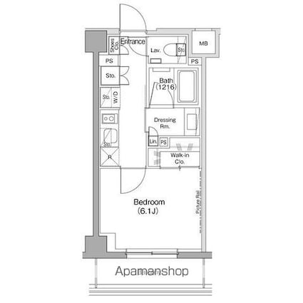 ザ・パークハビオ新高円寺[1K/25.12m2]の間取図