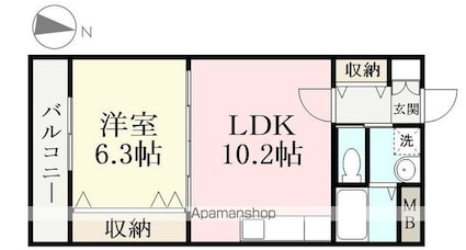 ルシェリア[1LDK/40.61m2]の間取図